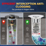 2-in-1 Pop-Up Sink Stopper & Drain Filter - Removable Hair Catcher for Clog-Free Drains